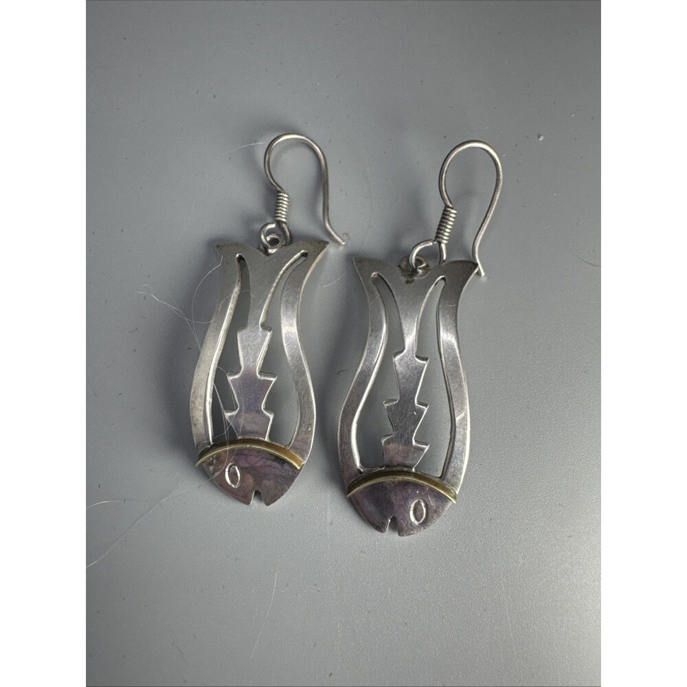 Vintage Taxco Sterling Silver Fish Earrings 14 Grams